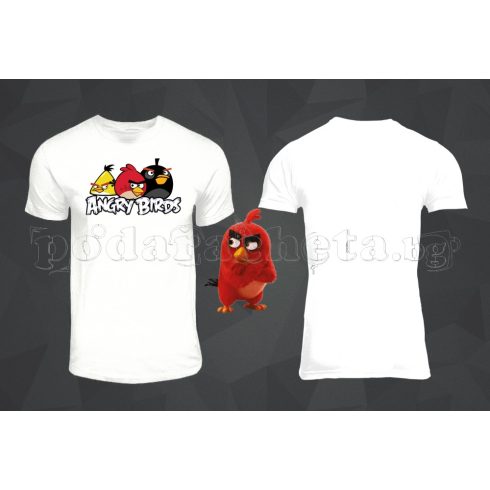 Бяла мъжка тениска - Angry Birds 4