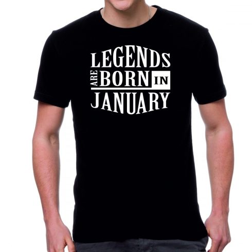 Черна мъжка тениска - Legends are born in January