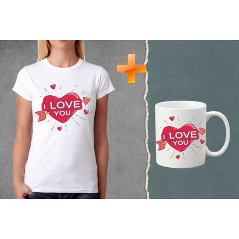 Комплект тениска + чаша - I love you