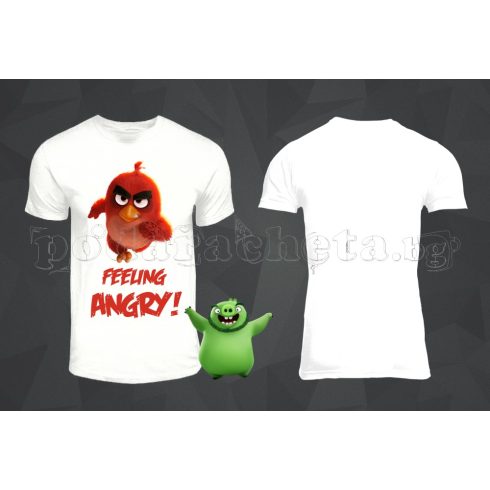 Бяла мъжка тениска - Angry Birds 5