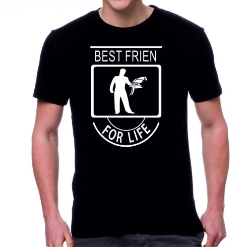 Черна мъжка тениска - Best friends for life - Папагал