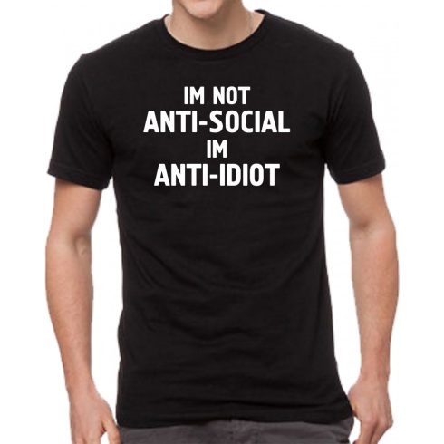 Черна мъжка тениска - Im not anti-social