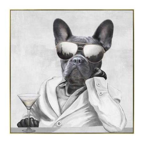 Картина - Куче с мартини, маслени бои