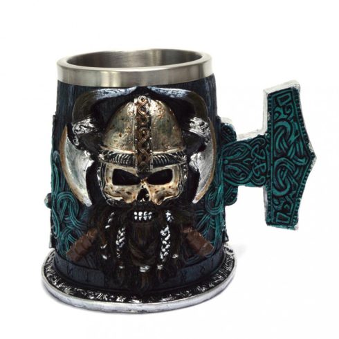 Чаша от полирезин и метал - череп с шлем 2