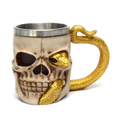 Чаша от полирезин и метал - череп и змия