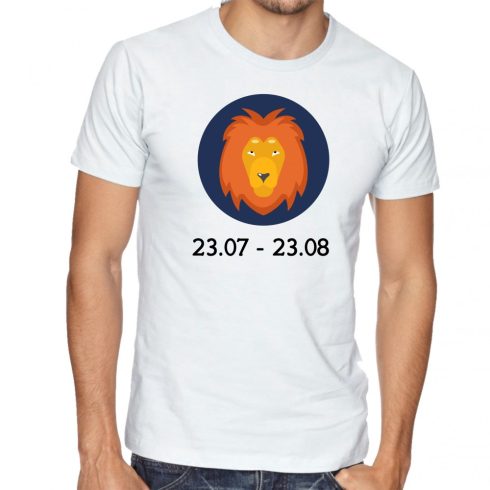Бяла мъжка тениска - Зодия Лъв