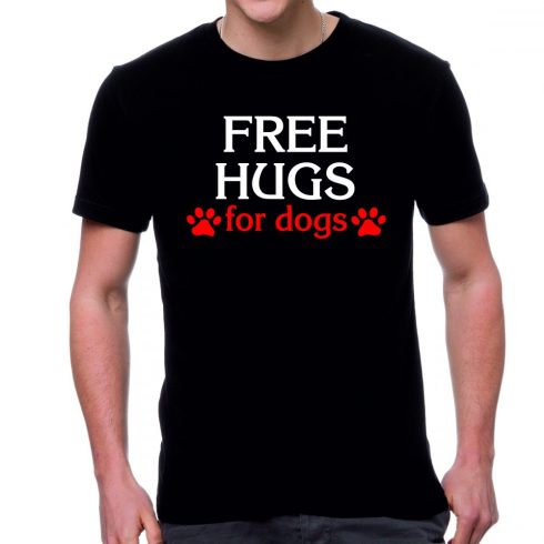 Черна мъжка тениска - Free hugs for dogs