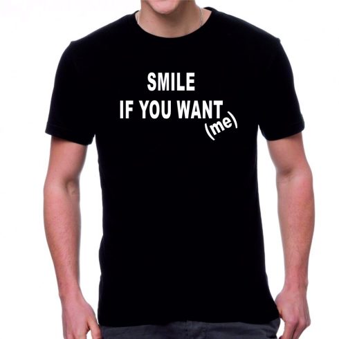 Черна мъжка тениска - Усмихни се...