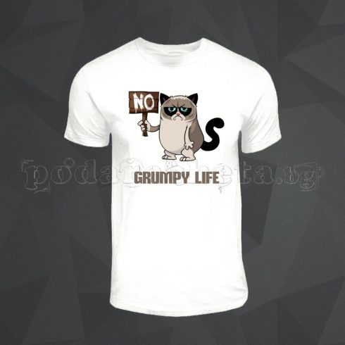 Бяла мъжка тениска - Grumpy Cat 5