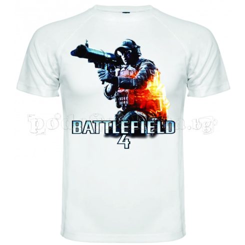 Бяла мъжка тениска - Геймърска Battlefield 4