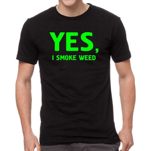 Черна мъжка тениска - Yes, i smoke weed