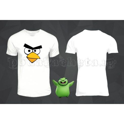 Бяла мъжка тениска - Angry Birds 1
