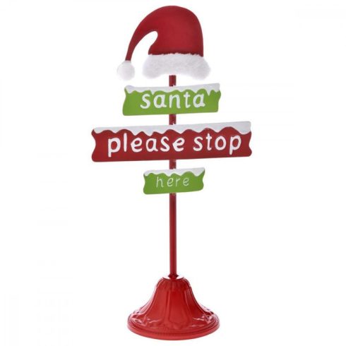 Метален знак - "Santa, please stop here!" - 23x13x45см.