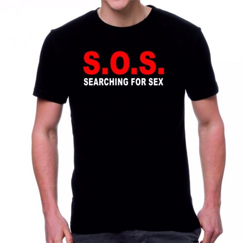 Черна мъжка тениска - S.O.S