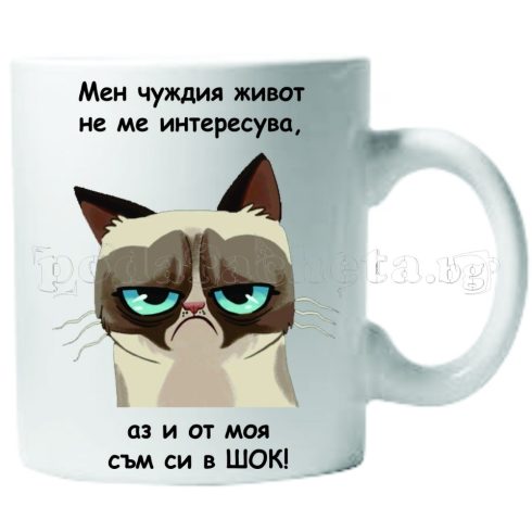 Бяла керамична чаша - Grumpy Cat 33