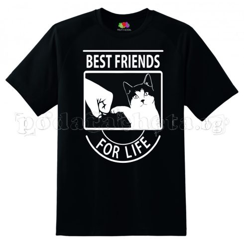 Черна мъжка тениска - Best Friends For life - Котка