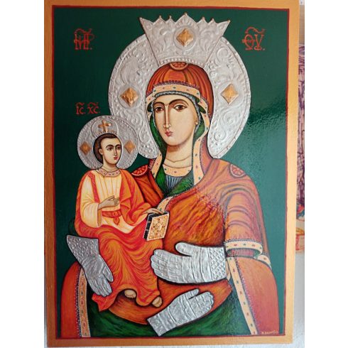 Ръчно рисувана икона Богородица Труеручица от троянският манастир - 25х35см.