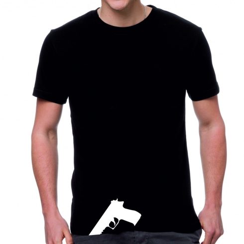 Черна мъжка тениска - Пистолет