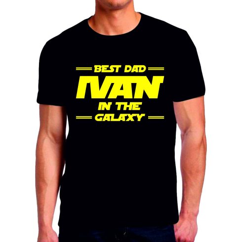 Черна тениска - Best dad Ivan in the galaxy