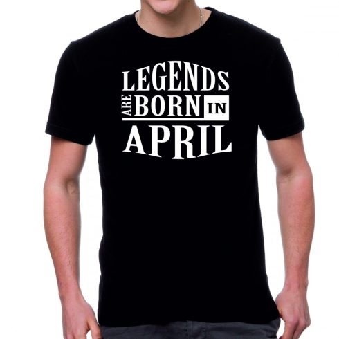 Черна мъжка тениска - Legends are born in April