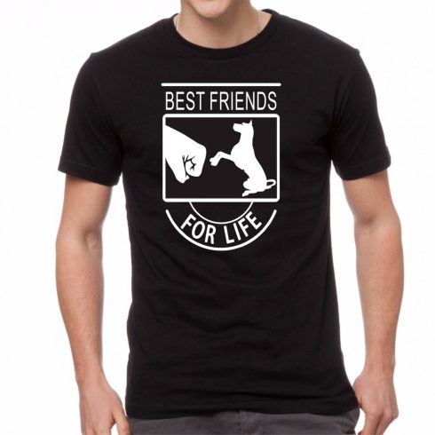 Черна мъжка тениска - Best Friends For Life - Куче