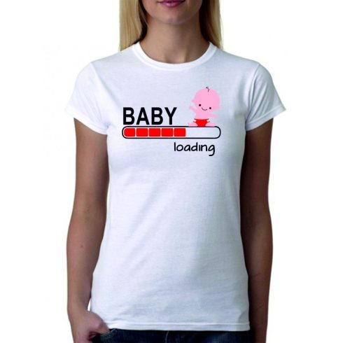 Бяла дамска тениска - Baby loading - за момиче