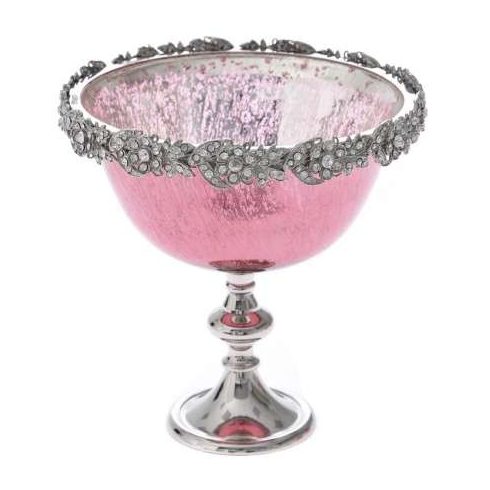 Стъклена купа с кристали - розово стъкло