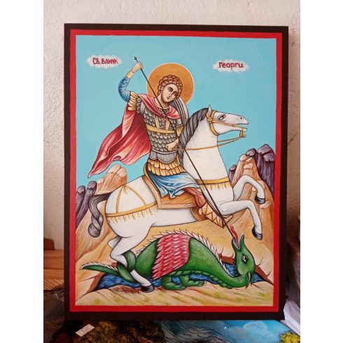 Ръчно рисувана икона - Свети Георги - 30х40см.