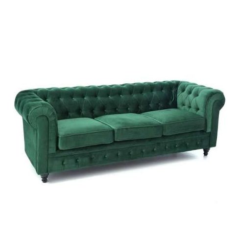 Триместен диван от кадифе - зелен